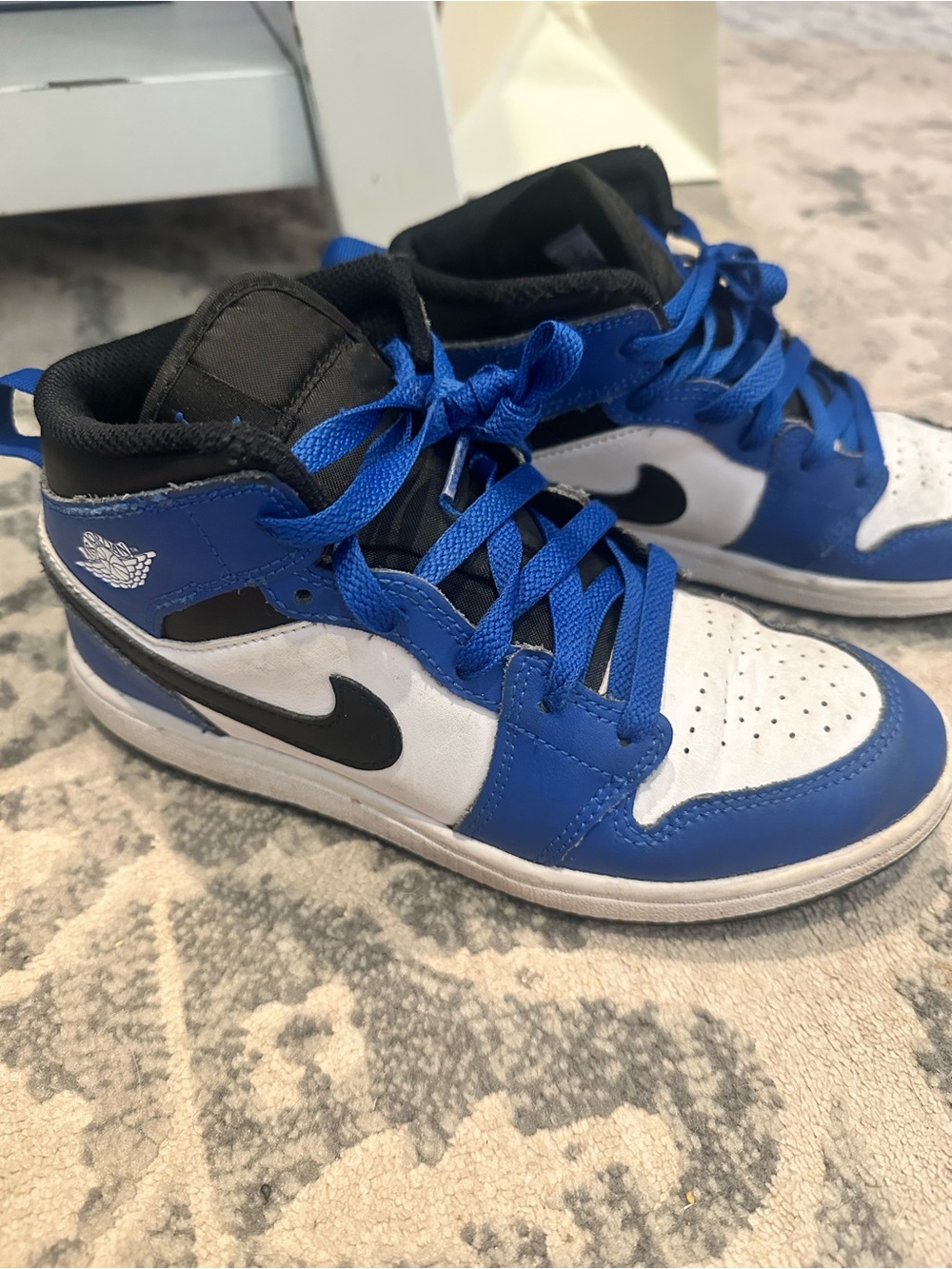 Nike Kids Royal Blue White and Black Mid-Top Sneakers